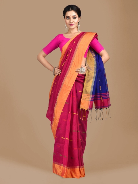 

Mitera Magenta & Navy Blue Cotton Blend Woven Design Handloom Saree