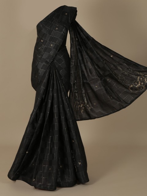 

Pothys Grey Checked Jute Silk Saree