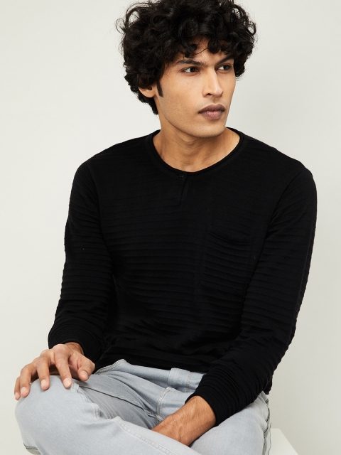 

Forca Men Black Self-Design Pullover Sweater