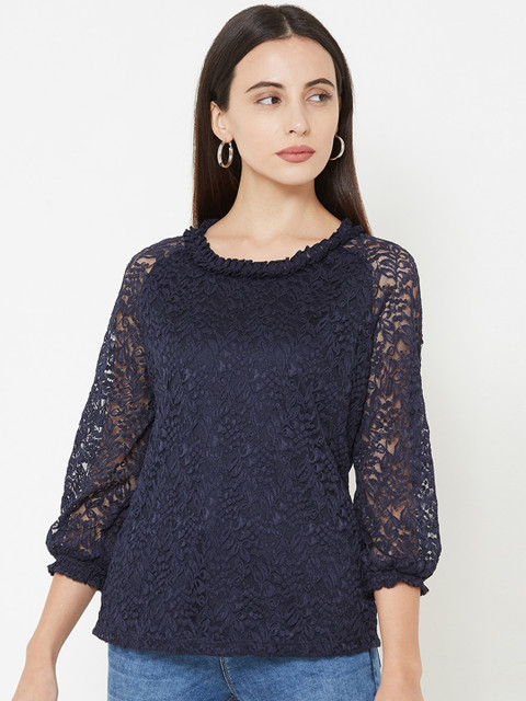 

Kraus Jeans Women Navy Blue Self Design Top