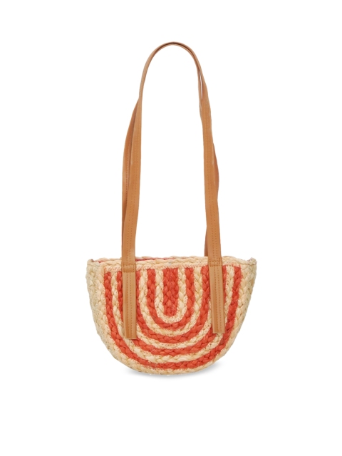 

Diwaah Beige & Red Self Design Shoulder Bag