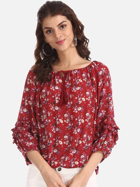 

Cherokee Women Red Printed A-Line Top