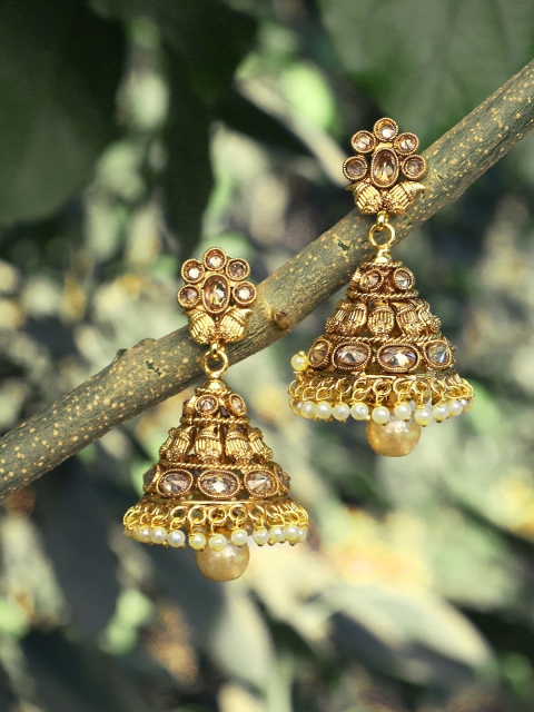 

Adwitiya Collection 24 CT Gold-Plated Classic Jhumkas
