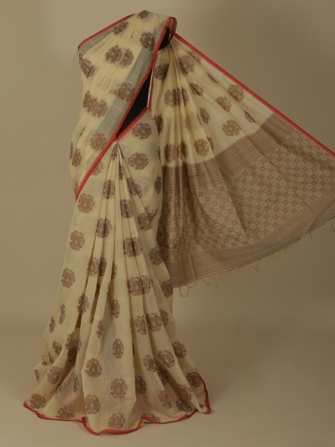 

Pothys Cream-Coloured Woven Design Jute Silk Saree
