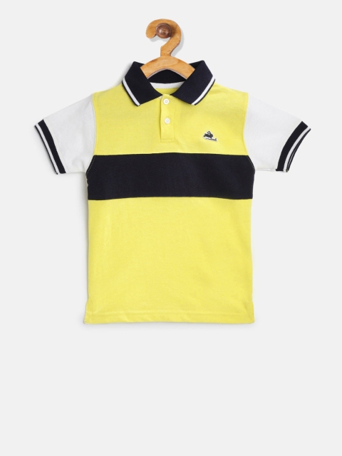 

Cherry Crumble Boys Yellow Colourblocked Polo Collar T-shirt