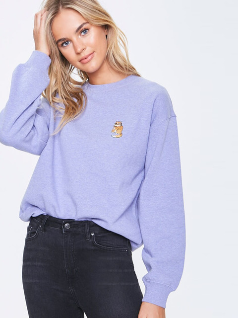 

FOREVER 21 Women Blue Solid Sweatshirt