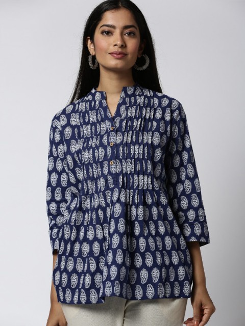 

Soch Women Navy Blue & White Printed Tunic