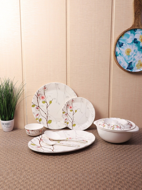 

CDI White & Green Printed 40-Piece Dinner Set