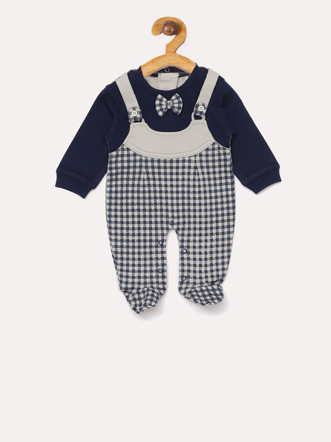 

Baby Go Boys Navy Blue & Grey Printed Regular Fit Cotton Romper