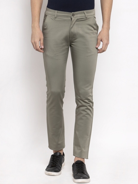 

Rodamo Men Olive Green Slim Fit Solid Chinos