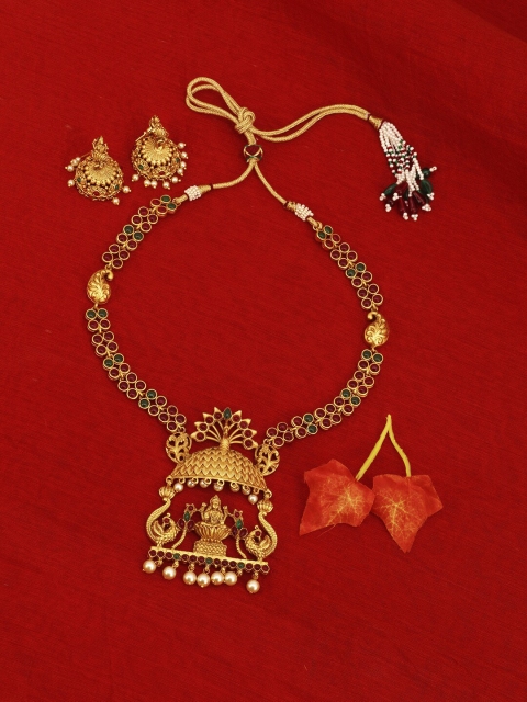 

Adwitiya Collection 24CT Gold-Plated Maroon Antique Jewellery Set