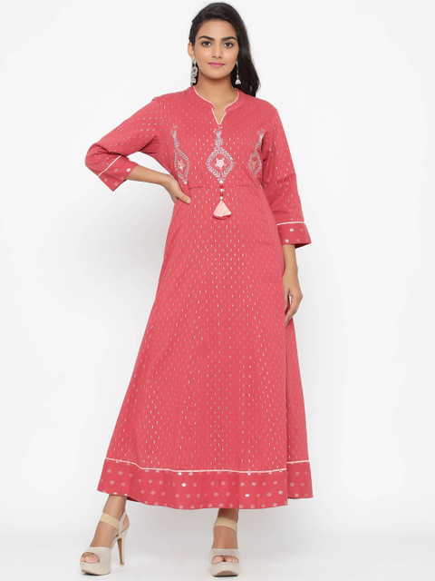 

WomenMagic Women Pink Embroidered Anarkali Kurta