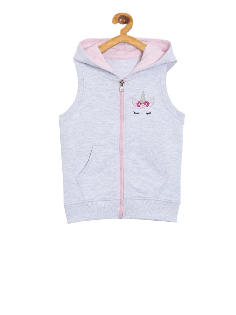 

Aomi Boys Grey Solid Hooded Sleeveless Sweatshirt