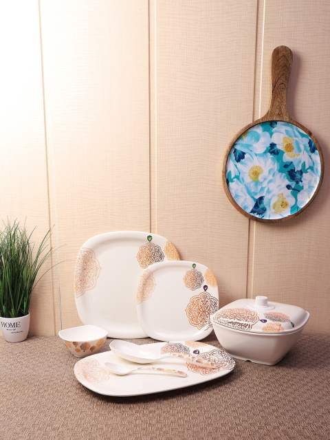 

CDI White & Brown Printed Square 40-Piece Dinner Set