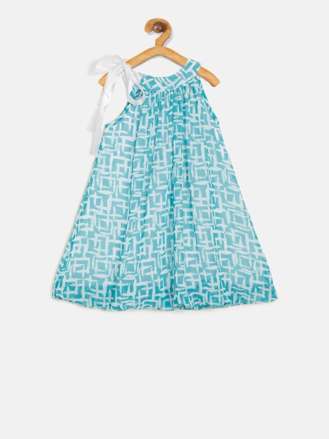 

Aomi Girls Green Printed A-Line Dress