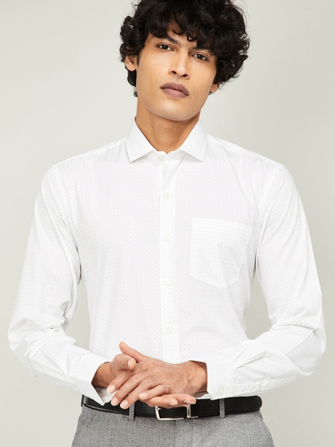 CODE by Lifestyle Men White & Blue Regular Fit Printed Formal Shirt