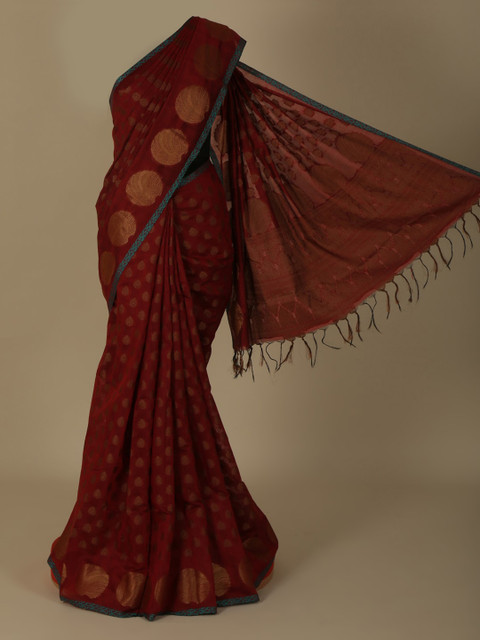 

Pothys Maroon Woven Design Jute Silk Saree
