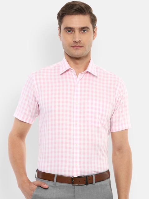 

Van Heusen Men White & Pink Regular Fit Checked Formal Shirt
