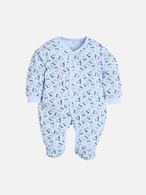 

Baby Go Boys Blue Printed Cotton Sleepsuit