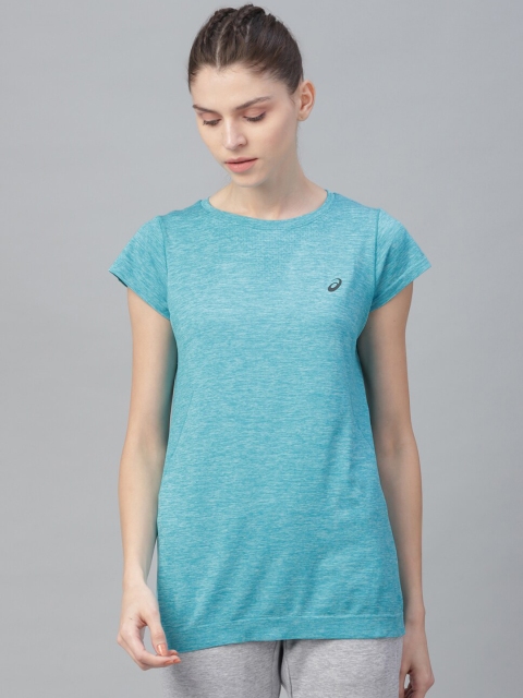 

ASICS Women Blue Solid RACE SEAMLESS SS Top