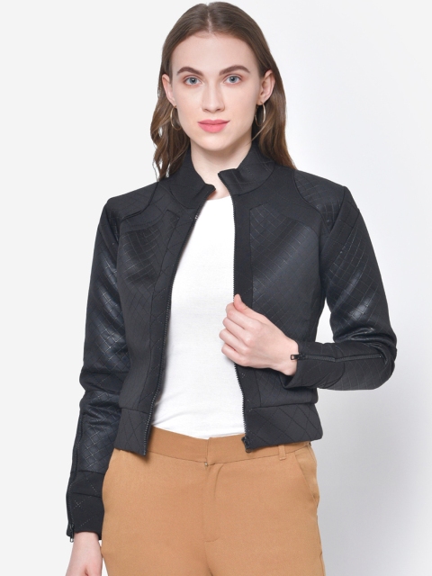 

Martini Women Black Checked Biker Jacket