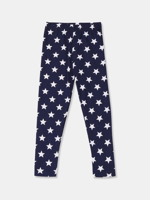 

Cherokee Girls Navy Blue & White Printed Ankle-Length Leggings