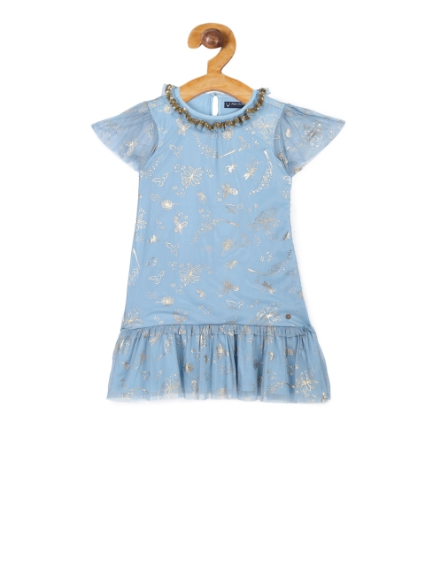

Allen Solly Junior Girls Blue Printed Drop-Waist Dress