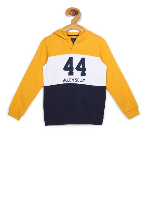 

Allen Solly Junior Boys Yellow & White Colourblocked Hooded Sweatshirt