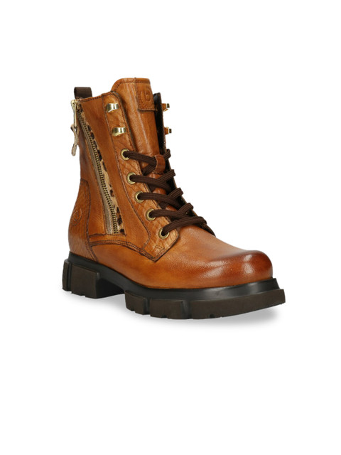 

Bugatti Women Brown Solid Leather High-Top Flat Boots