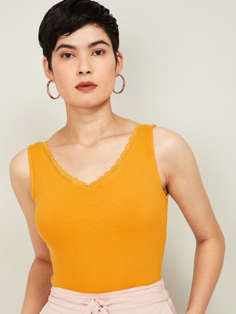

CODE by Lifestyle Women Mustard Yellow Solid Top