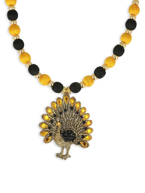 

AKSHARA Yellow Handcrafted Pendent Necklace, Black
