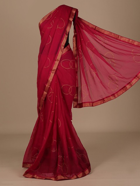 

Pothys Magenta Printed Poly Chiffon Saree