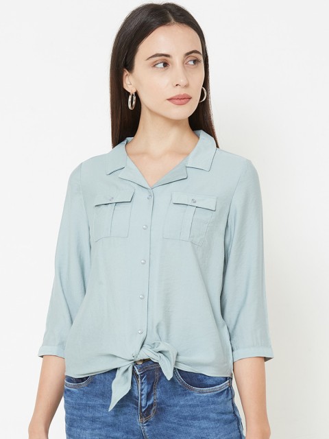 

Kraus Jeans Women Blue Regular Fit Solid Casual Shirt