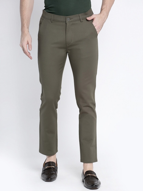 

Rodamo Men Olive Green Slim Fit Solid Chinos