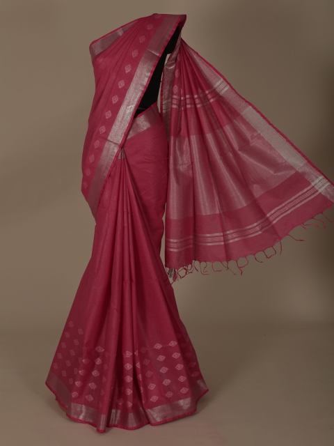 

Pothys Pink Solid Pure Linen Saree