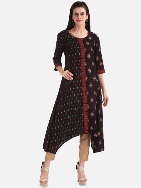 

Anahi Women Black & Red Printed A-Line Kurta