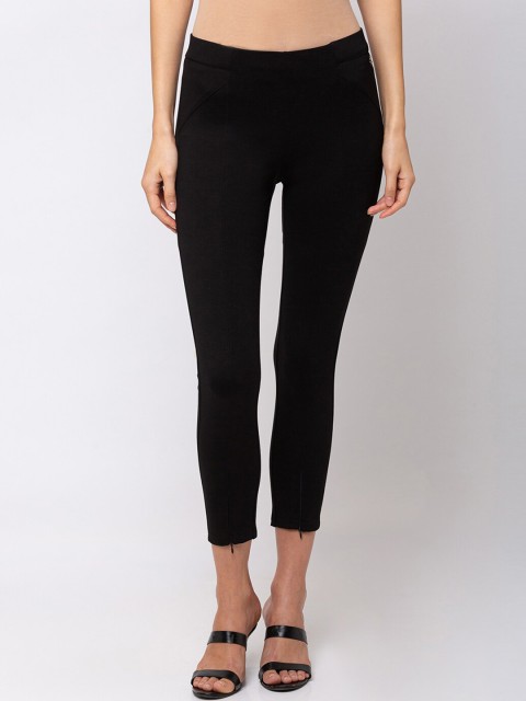 

SHECZZAR Women Black Slim Fit Solid Treggings