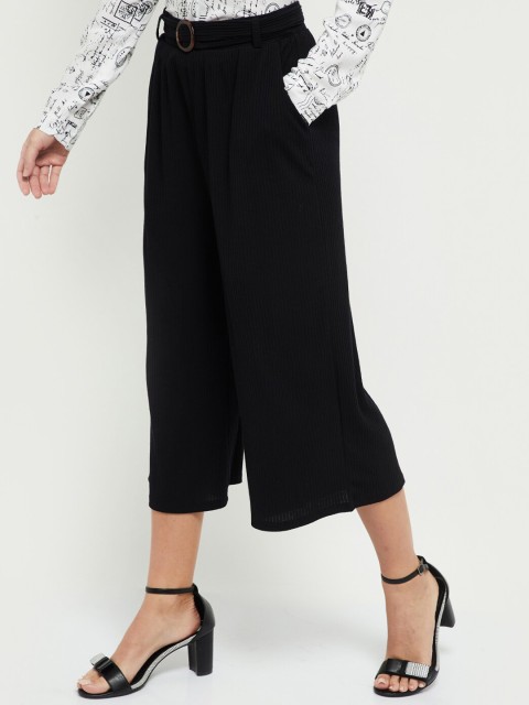 

max Women Black Regular Fit Solid Culottes