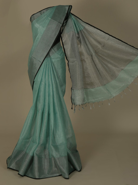 

Pothys Green Solid Pure Linen Saree