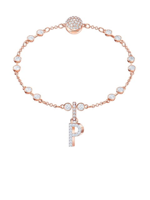 

SWAROVSKI Women Rose-Gold Plated & White Stone-Studded Letter P Pendant