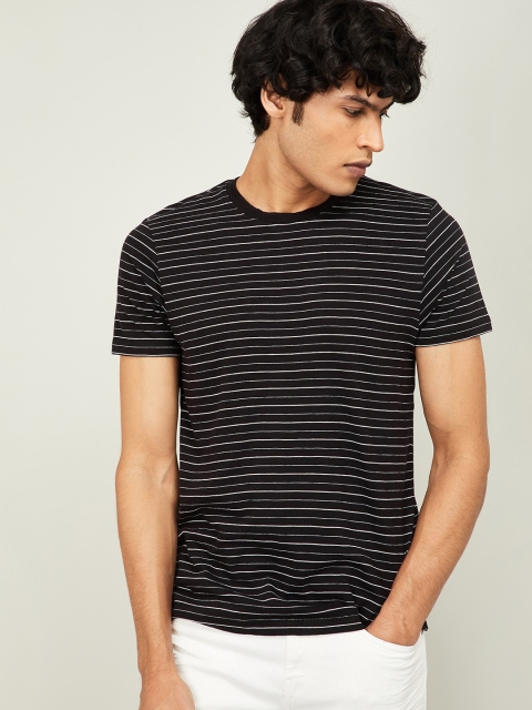 

CODE by Lifestyle Men Black Striped Round Neck T-shirt
