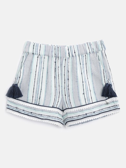 

Cherry Crumble Girls Blue Striped Slim Fit Hot Pants