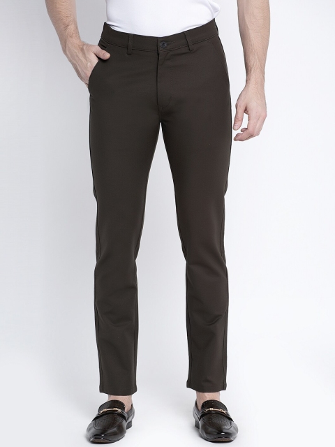 

Rodamo Men Brown Slim Fit Solid Regular Trousers