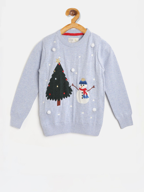 

Cherry Crumble Boys Lavender & White Snowman Patterned Pullover Sweater