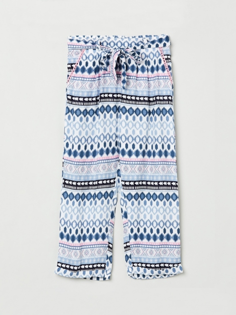 

max Girls Off-White & Blue Regular Fit Printed Regular Trousers