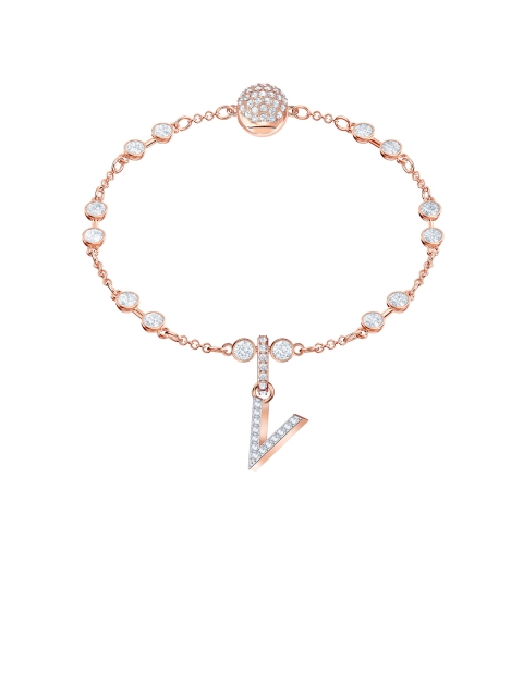 

SWAROVSKI Rose Gold-Plated White Stone-Studded V-Charm Pendant
