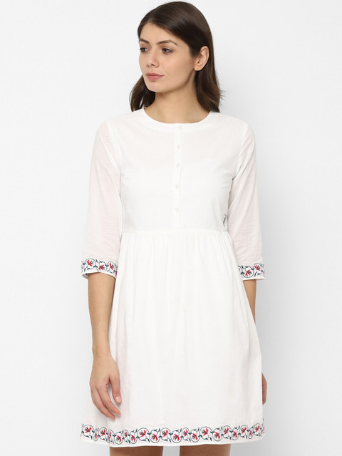 

Allen Solly Woman Women White Solid A-Line Dress
