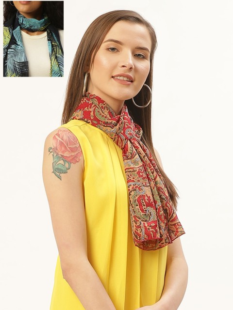 

Trend Arrest Women Pack Of 2 Printed Scarves, Black