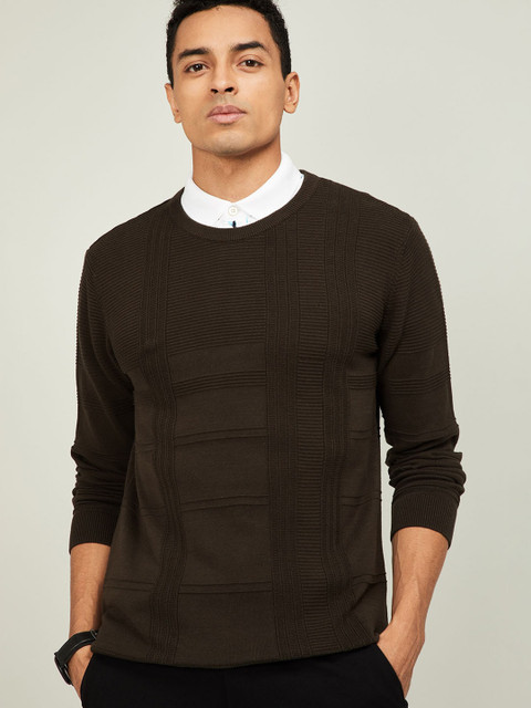 

CODE by Lifestyle Men Brown Self-Design Pullover