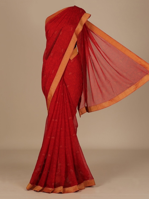 

Pothys Red & Orange Poly Chiffon Printed Saree